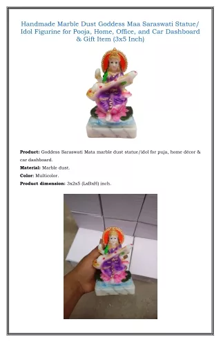 Marble Maa Saraswati Statue