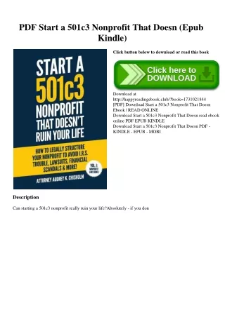 READ PDF Start a 501c3 Nonprofit That Doesn (Epub Kindle)
