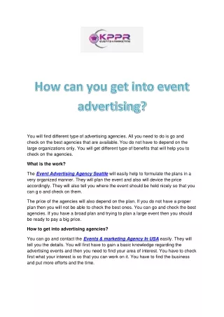 How can you get into event advertising?