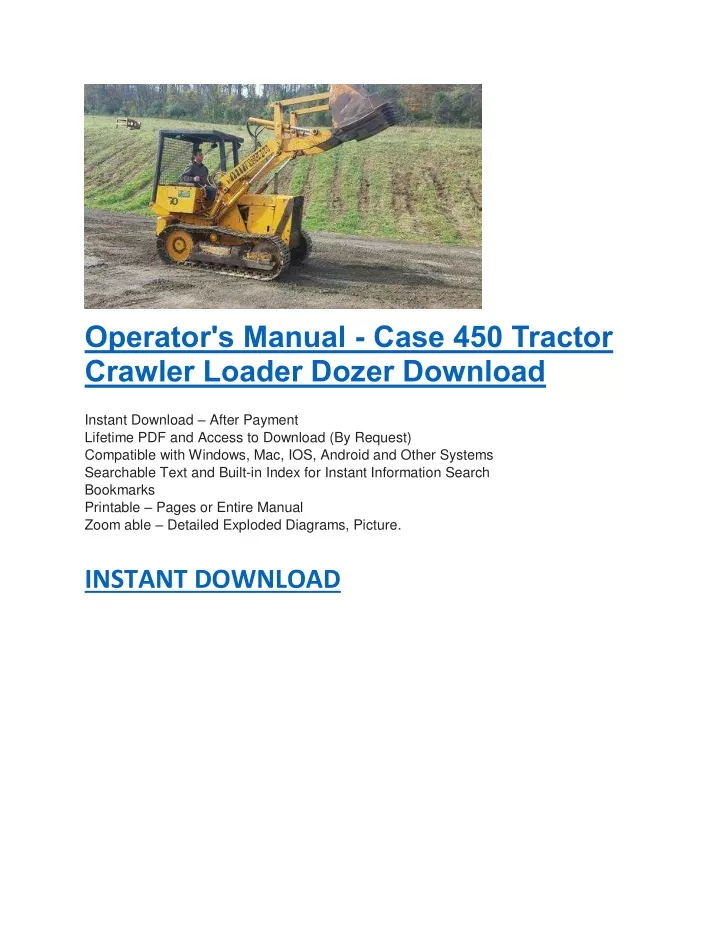 operator s manual case 450 tractor crawler loader