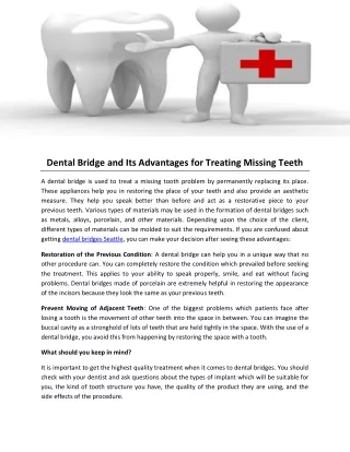 dental bridge and its advantages for treating