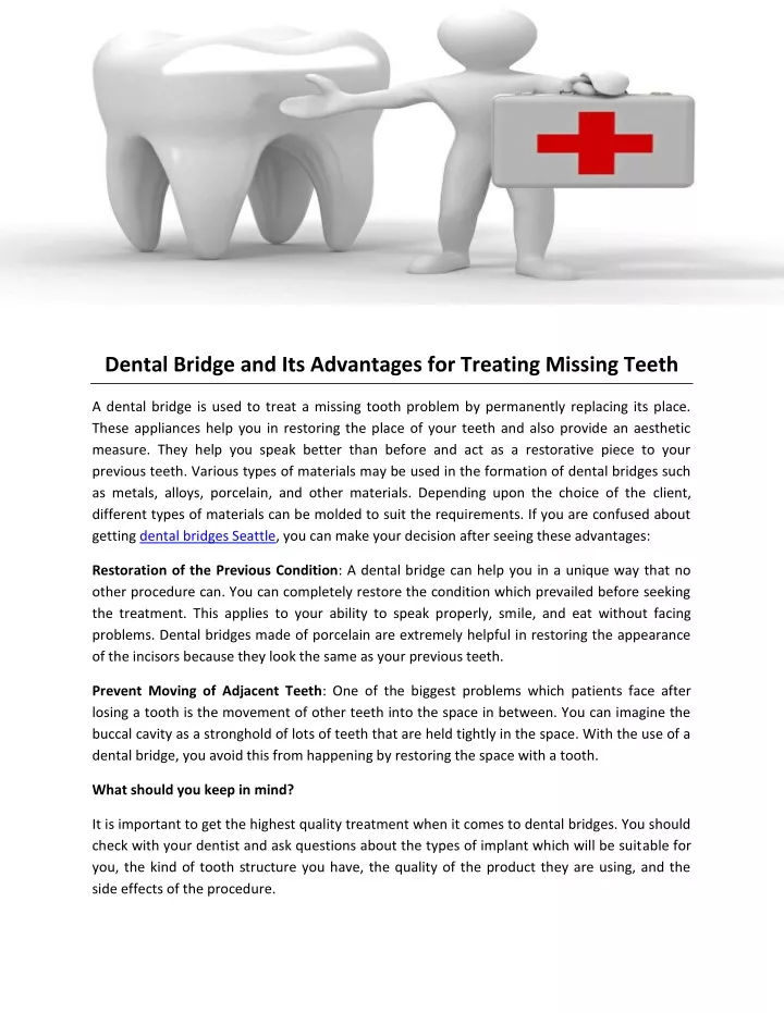 dental bridge and its advantages for treating