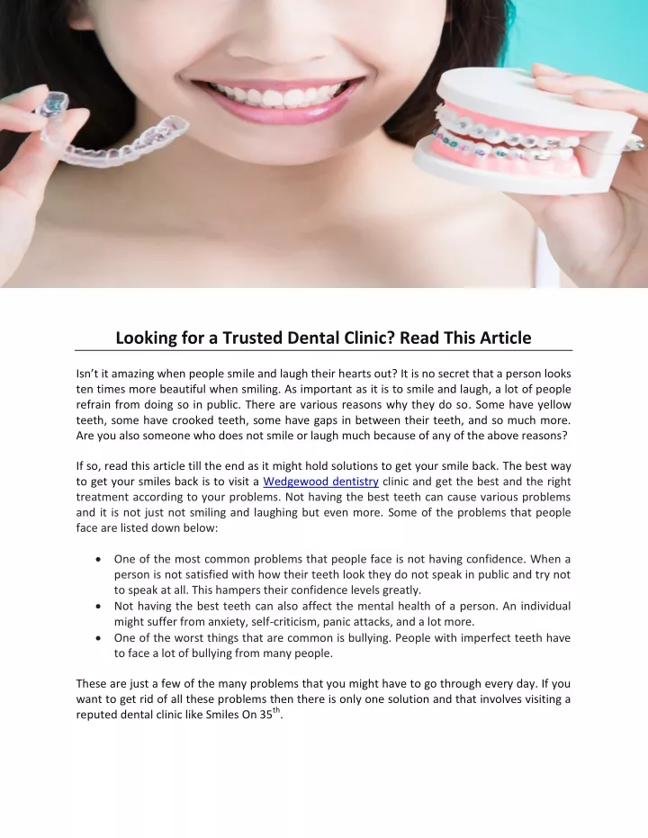 looking for a trusted dental clinic read this