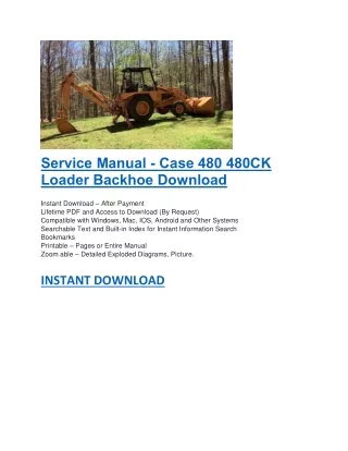 service manual case 480 480ck loader backhoe