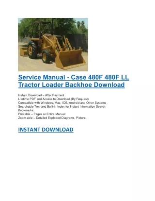 Service Manual - Case 480F 480F LL Tractor Loader Backhoe