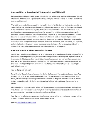 important things to know about soil testing