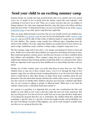 send your child to an exciting summer camp
