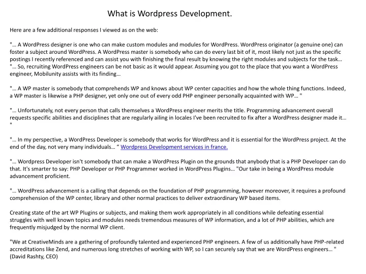 what is wordpress development