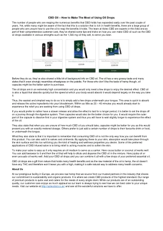 CBD Oil – How to Make The Most of Using Oil Drops