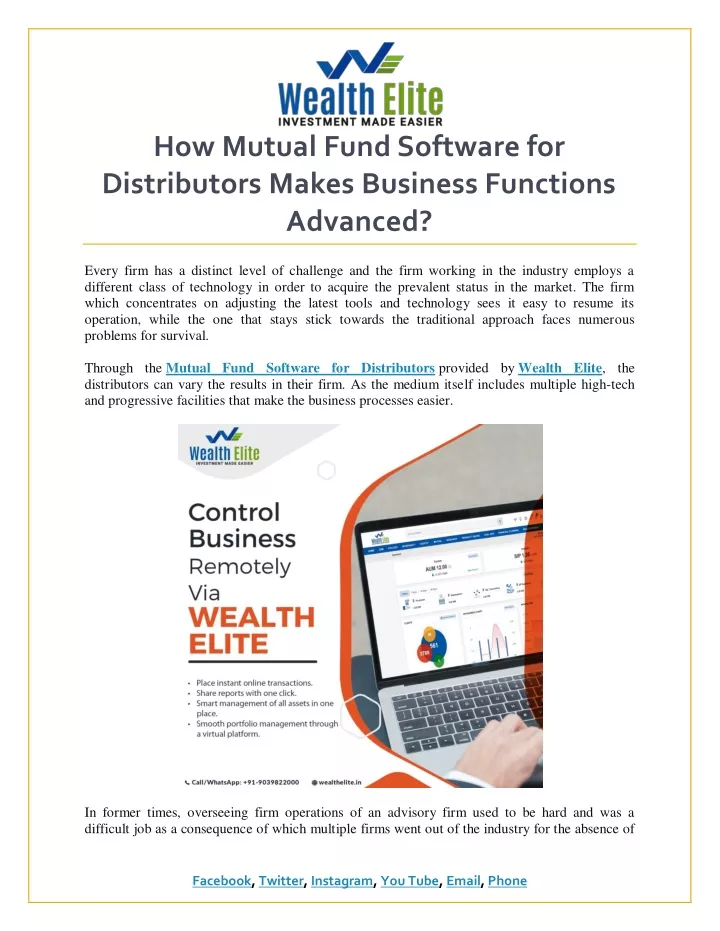 how mutual fund software for distributors makes