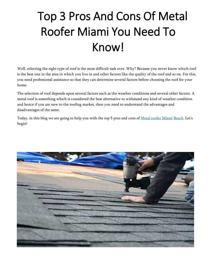 top 3 pros and cons of metal roofer miami you need to know