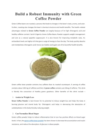 build a robust immunity with green coffee powder