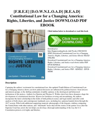 [F.R.E.E] [D.O.W.N.L.O.A.D] [R.E.A.D] Constitutional Law for a Changing America Rights  Liberties  and Justice DOWNLOAD
