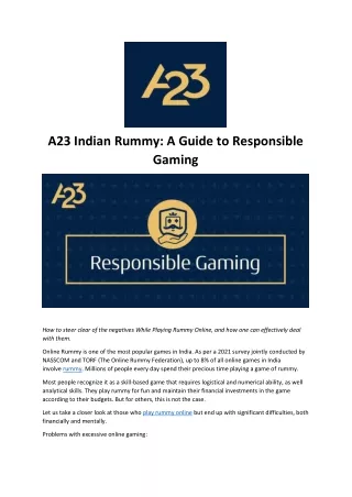 a23 indian rummy a guide to responsible gaming