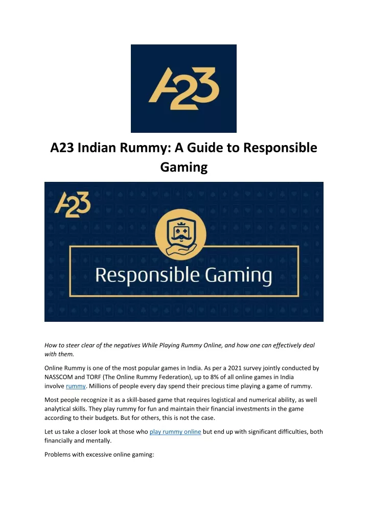 a23 indian rummy a guide to responsible gaming
