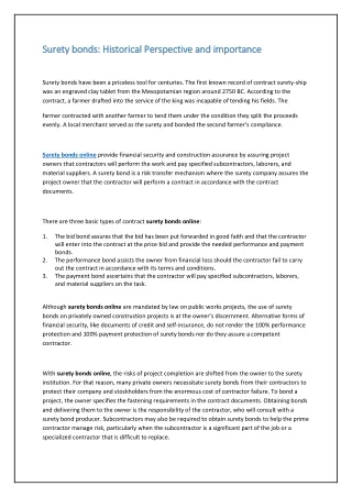 surety bonds historical perspective