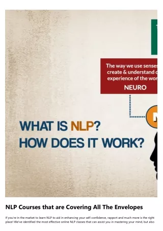 Little Known Facts About Nlp Therapy.