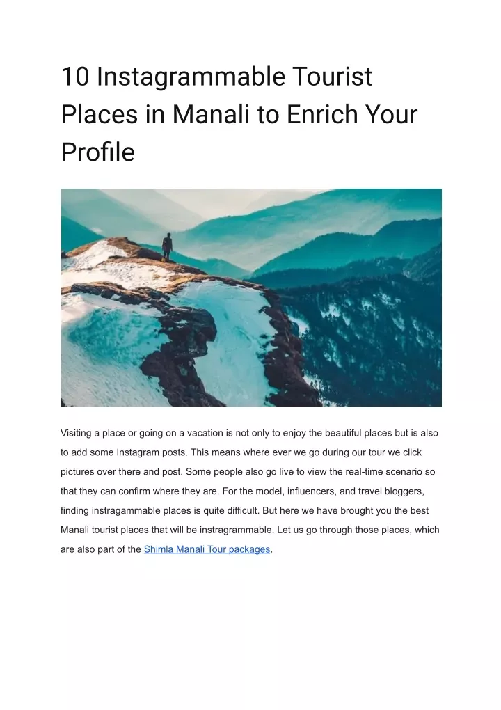 10 instagrammable tourist places in manali