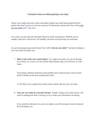 5 elements to focus on while preparing a case