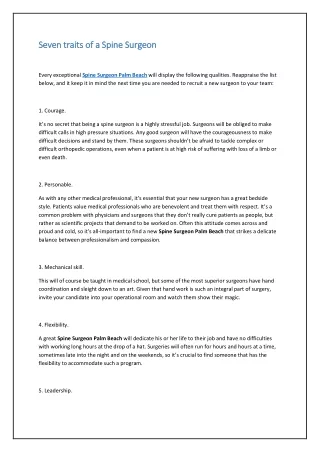 seven traits of a spine surgeon seven traits