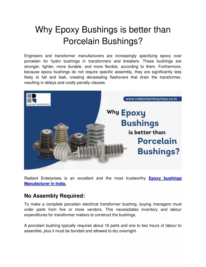 why epoxy bushings is better than porcelain