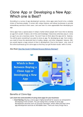 Clone App or Developing a New App: Which one is Best?