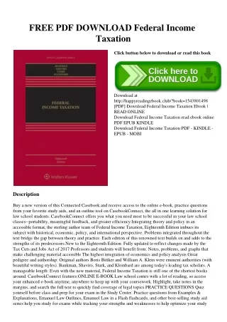 FREE PDF DOWNLOAD Federal Income Taxation (READ-PDF!)