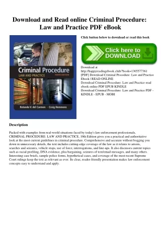Download and Read online Criminal Procedure Law and Practice PDF eBook