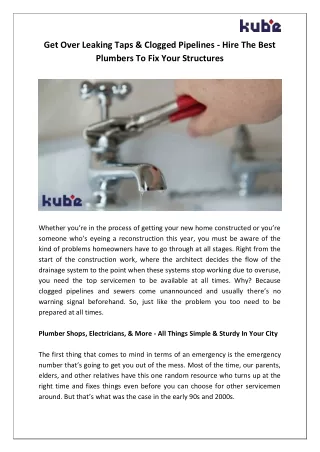 get over leaking taps clogged pipelines hire