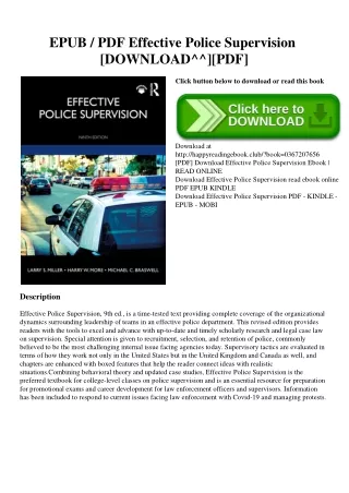 EPUB  PDF Effective Police Supervision [DOWNLOAD^^][PDF]