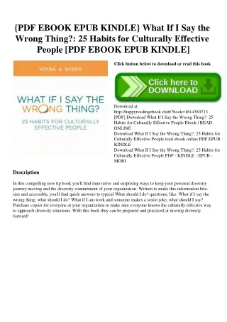 {PDF EBOOK EPUB KINDLE} What If I Say the Wrong Thing 25 Habits for Culturally Effective People [PDF EBOOK EPUB KINDLE]
