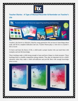 Teacher Diaries - A Type of Manual Recorder & Reminder on Teacher's Life