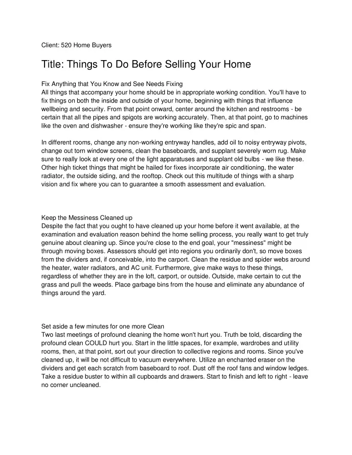 client 520 home buyers title things to do before