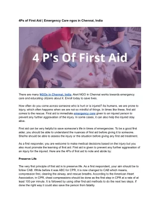 4Ps of First Aid _ Emergency Care ngos in Chennai, India