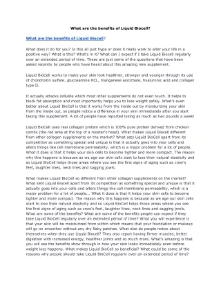 what are the benefits of liquid biocell
