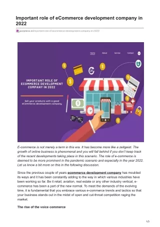 important role of ecommerce development company