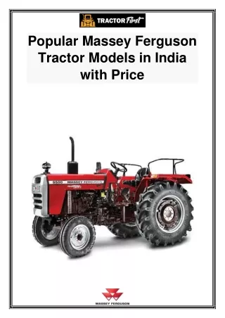 Popular Massey Ferguson Tractor Models In India With Price