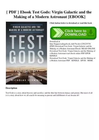 { PDF } Ebook Test Gods Virgin Galactic and the Making of a Modern Astronaut [EBOOK]