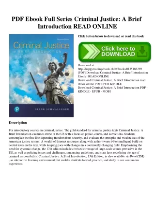PDF Ebook Full Series Criminal Justice A Brief Introduction READ ONLINE