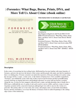 ^DOWNLOAD-PDF) Forensics What Bugs  Burns  Prints  DNA  and More Tell Us About Crime (ebook online)