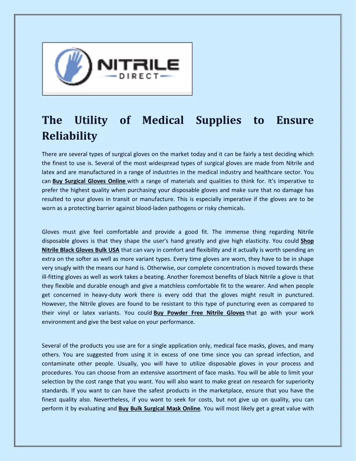 the utility of medical supplies to ensure