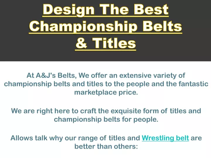 design the best championship belts titles