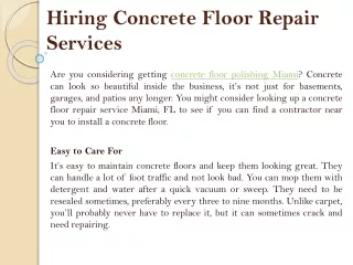 Hiring Concrete Floor Repair Services