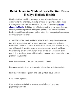 Reiki classes in Noida at cost-effective Rate – Healiya Holistic Health