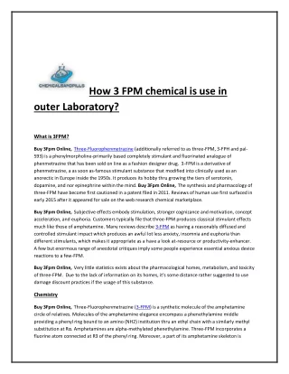 how 3 fpm chemical is use in outer laboratory