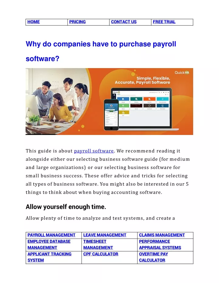 why do companies have to purchase payroll software