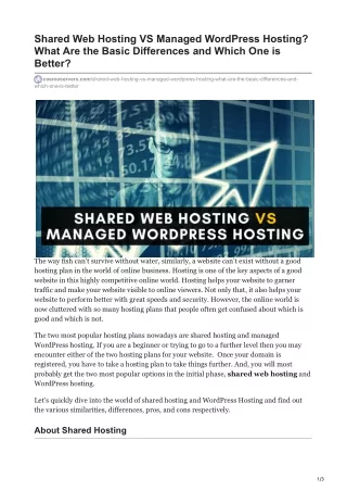 Shared Web Hosting VS Managed WordPress Hosting What Are the Basic Differences