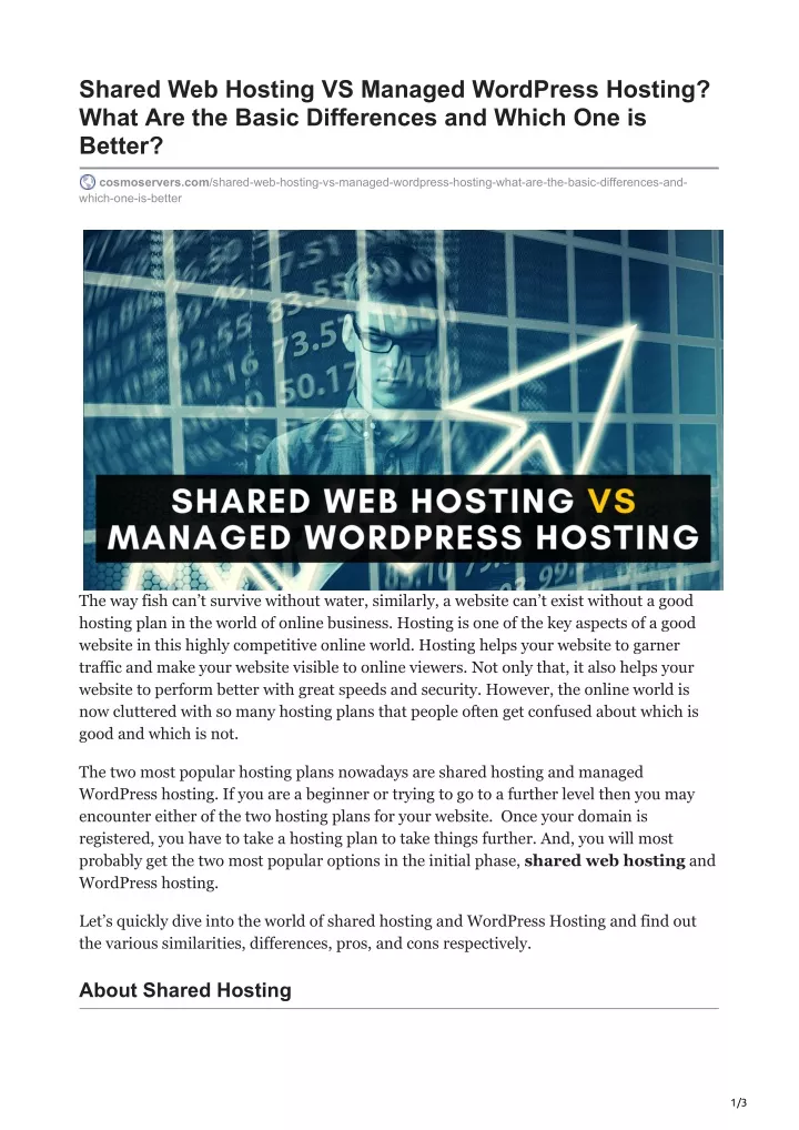 shared web hosting vs managed wordpress hosting
