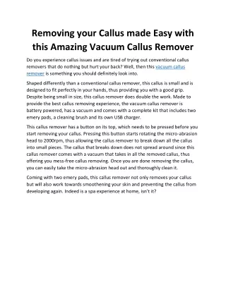 Vacuum Callus Remover