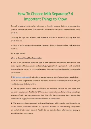 how to choose milk separator 4 how to choose milk
